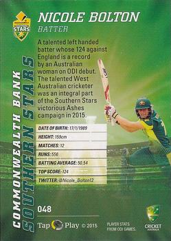 2015-16 Tap 'N' Play CA/BBL Cricket - Gold #048 Nicole Bolton Back