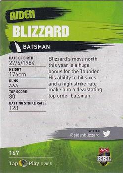 2015-16 Tap 'N' Play CA/BBL Cricket - Gold #167 Aiden Blizzard Back