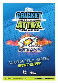 2014-15 Topps Cricket Attax IPL #85 Ben Dunk Back