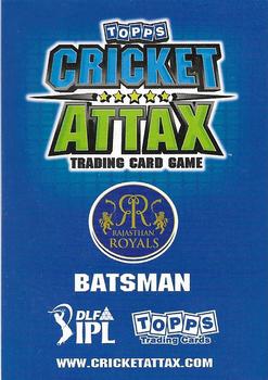 2011 Topps Cricket Attax IPL #NNO Ross Taylor Back