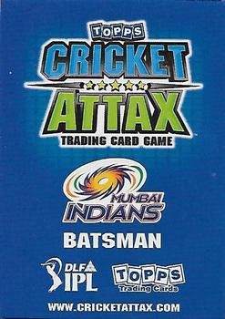 2011 Topps Cricket Attax IPL #NNO Sachin Tendulkar Back