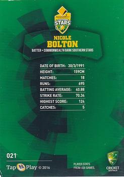 2016-17 Tap 'N' Play CA/BBL Cricket #021 Nicole Bolton Back