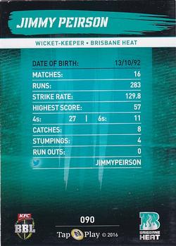 2016-17 Tap 'N' Play CA/BBL Cricket #090 Jimmy Peirson Back