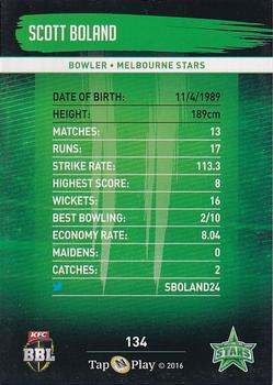 2016-17 Tap 'N' Play CA/BBL Cricket #134 Scott Boland Back