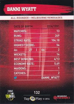 2016-17 Tap 'N' Play CA/BBL Cricket - Gold #132 Danni Wyatt Back