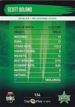 2016-17 Tap 'N' Play CA/BBL Cricket - Gold #134 Scott Boland Back