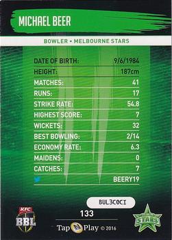2016-17 Tap 'N' Play CA/BBL Cricket - Silver #133 Michael Beer Back
