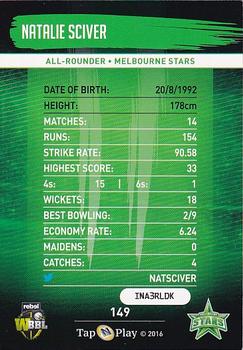 2016-17 Tap 'N' Play CA/BBL Cricket - Silver #149 Natalie Sciver Back