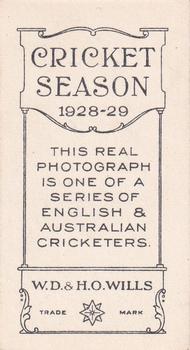 1928-29 Wills's Cricket Season #NNO Vic Richardson Back