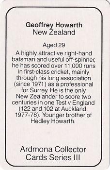 1980-81 Ardmona International Cricket #NNO Geoffrey Howarth Back