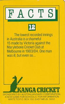 1985 Australian Dairy Kanga #FACTS-12 David Boon Back