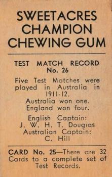 1932 Sweetacres Champion Chewing Gum #25 Chuck Fleetwood-Smith Back