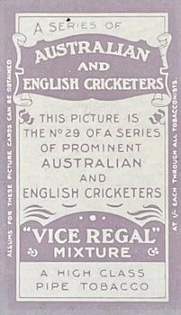 1911-12 Wills's Australian and English Cricketers #29 Barlow Carkeek Back