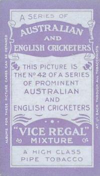 1911-12 Wills's Australian and English Cricketers #42 Herbert Strudwick Back