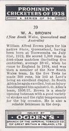 1938 Ogden's Prominent Cricketers #39 Bill Brown Back
