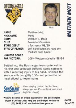 1999-00 Victorian Bushrangers Cricket #14 Matthew Mott Back