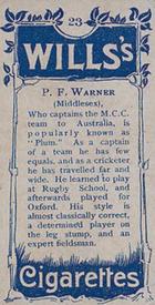 1903 Wills's Cricketers #23 Pelham Warner Back
