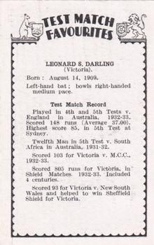 1934 Amalgamated Press Test Match Favourites (Singles) #NNO Len Darling Back