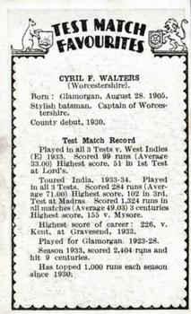 1934 Amalgamated Press Test Match Favourites (Singles) #NNO Cyril Walters Back