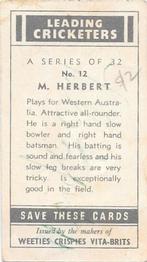 1948 Nabisco Leading Cricketers #12 Morgan Herbert Back