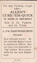 1934-35 Allen's Cricketers #9 Chuck Fleetwood-Smith Back