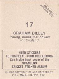 1982 Scanlens Cricket Stickers #17 Graham Dilley Back