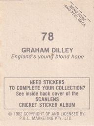 1982 Scanlens Cricket Stickers #78 Graham Dilley Back