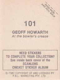 1982 Scanlens Cricket Stickers #101 Geoff Howarth Back