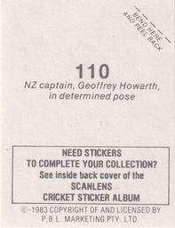 1983 Scanlens Cricket Stickers #110 Geoffrey Howarth Back