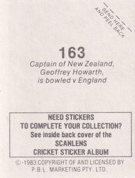 1983 Scanlens Cricket Stickers #163 Geoffrey Howarth Back