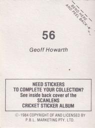 1984 Scanlens Cricket Stickers #56 Geoff Howarth Back