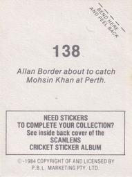 1984 Scanlens Cricket Stickers #138 Allan Border / Mohsin Khan Back