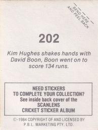 1984 Scanlens Cricket Stickers #202 Kim Hughes / David Boon Back