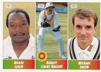 1995 Panini Cricket Stickers #42 Monte Lynch / Jack Russell / Michael Smith Front