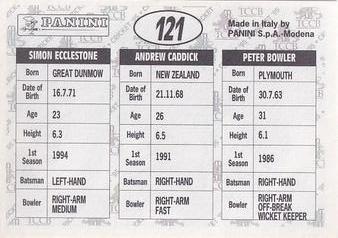 1995 Panini Cricket Stickers #121 Peter Bowler / Andrew Caddick / Simon Ecclestone Back
