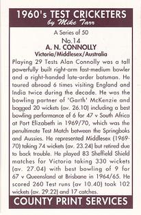 1992 County Print Services 1960's Test Cricketers #14 Alan Connolly Back