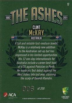 2010-11 Select Cricket The Ashes Limited Release #17 Clint McKay Back