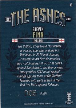 2010-11 Select Cricket The Ashes Limited Release #36 Steven Finn Back