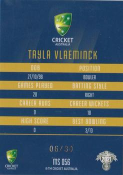 2021-22 TLA Traders Cricket Australia - Mojo Sapphire #MS56 Tayla Vlaeminck Back