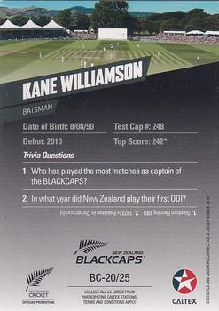 2016-17 Caltex New Zealand Blackcaps #BC-20/25 Kane Williamson Back