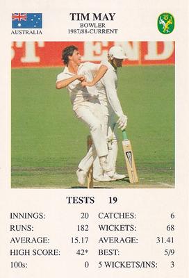 1993 The Great Test Match Card Game #NNO Tim May Front