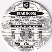 1995 Crown & Andrews Cricket Test Series & Sheffield Shield POG Pack Milk Caps #C96 Brad Hodge Back