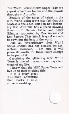 1977 World Series Cricket Souvenir Cassette Cards #25 Tony Greig Back