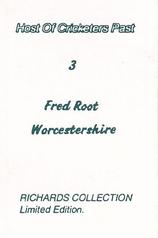 1990 Richards Collection Host Of Cricketers Past #3 Fred Root Back