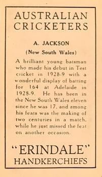 1930 Erindale Handkerchiefs Australian Cricketers #NNO Archie Jackson Back