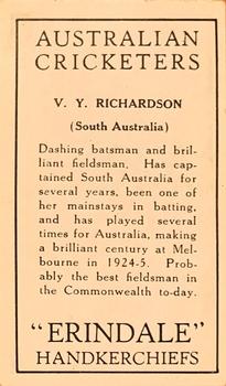 1930 Erindale Handkerchiefs Australian Cricketers #NNO Vic Richardson Back