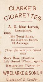 1901 Clarke's Cricketer Series #24 Archie MacLaren Back