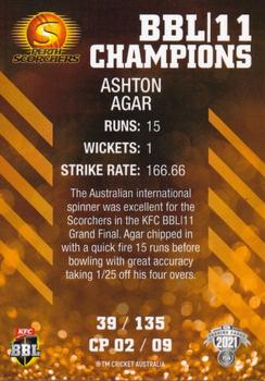 2021-22 TLA Traders Cricket Australia - BBL 11 Champions Perth Scorchers #CP 02 Ashton Agar Back