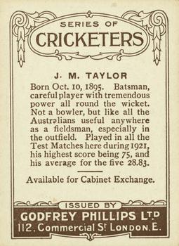 1923-25 Godfrey Phillips Cricketers #6 Johnny Taylor Back