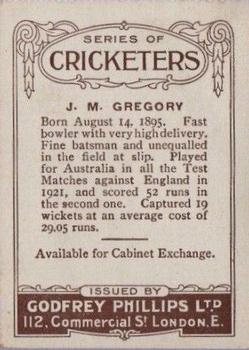 1923-25 Godfrey Phillips Cricketers #8 Jack Gregory Back
